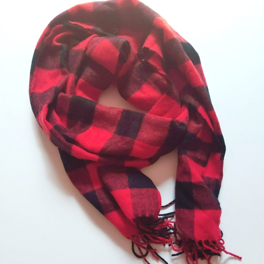 Luxury Cashmere Feel Red Plaid Scarf